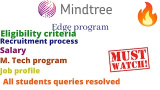 All about Mindtree edge program | recruitment process |Salary |Job profile |M.Tech program #mindtree