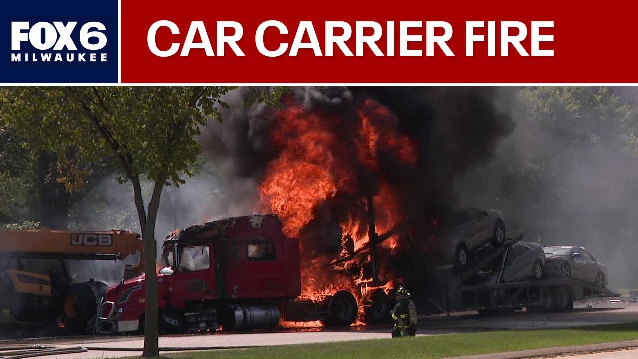Massive semi-truck fire in River Hills | FOX6 News Milwaukee - YouTube