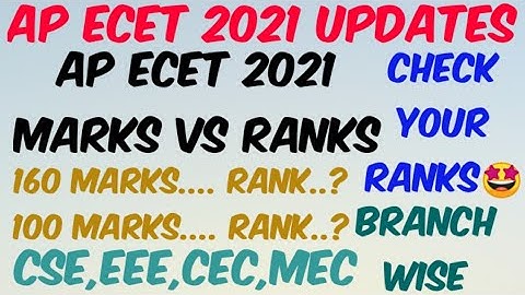 AP ECET 2021 MARKS VS RANKS//ECET 2021 Cutoff Ranks//Check your Ranks - Branch wise Cutoff Ranks
