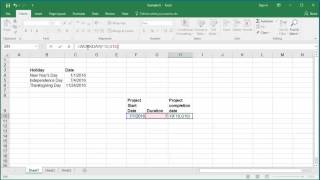 How to Offset a Date using only Working Days in Excel 2016