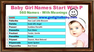 Baby Girl Names Start With P | Hindu baby girl names start with P