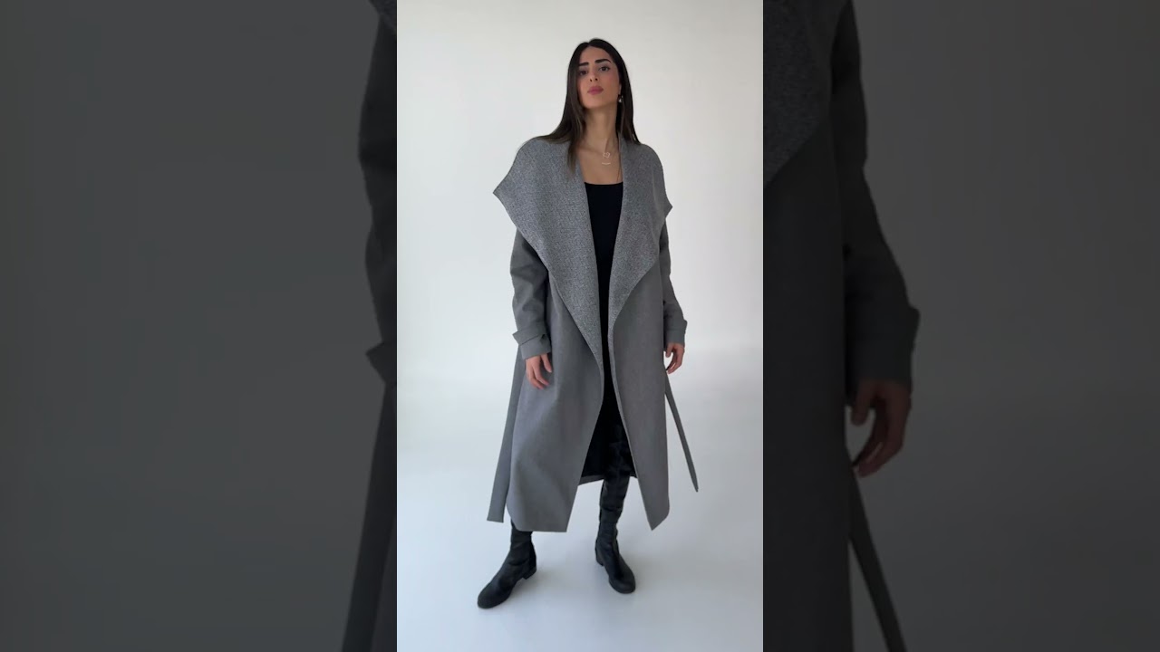 Tiny Arrow Grey Winter Wool Coat - عبايات لوزان