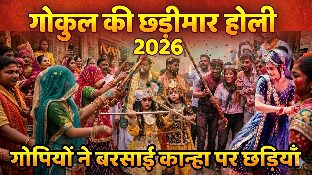गोकुल की “छड़ीमार होली” 2026 | गोपियों ने बरसाई छड़ियाँ | Chhadi maar Holi Gokul | Braj holi 2026
