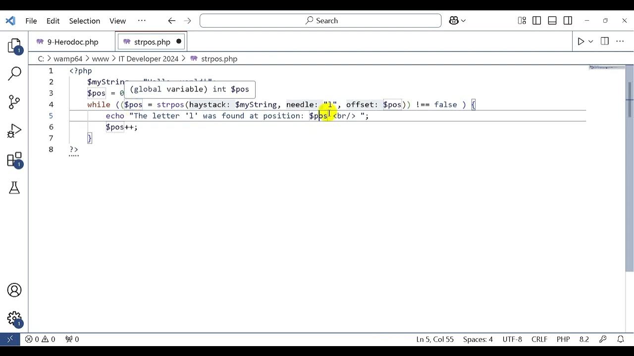 9-How to using PHP strpos() Function | String | PHP Developer - YouTube