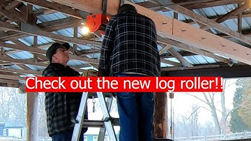 Finally installing hoist to turn the logs on the Frick Sawmill!