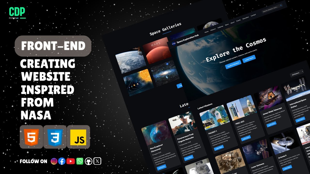 🚀 Build a NASA-Inspired Space Website from Scratch! HTML, CSS & JavaScript Tutorial for Beginners