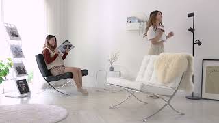 HomeHuk เก้าอี้หนัง เก้าอี้โซฟา หุ้มหนัง PU ขาดีไซน์รูปตัว X เก้าอี้บาร์เซโลน PU Bacelona Chair
