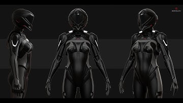 Modo 12 modeling Sci Fi female armor CH Part 5