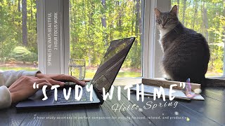 2-HOUR STUDY WITH ME 🐾 / Pomodoro 30-5 Calm Piano LOFI 📚/  Morning Home Study Focus ADHD & Deep Work