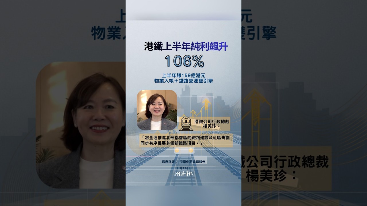 港鐵上半年純利159億港元按年大增106% 縮圖