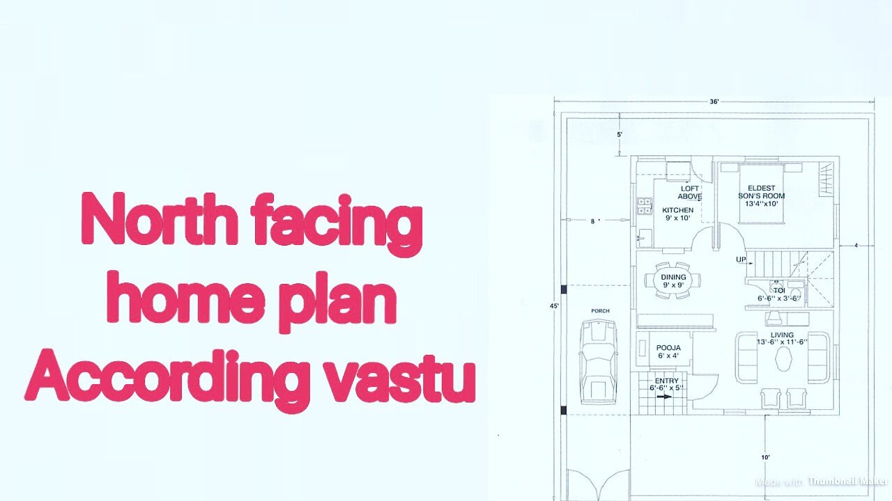 north facing house plan according vastu in hindi - YouTube