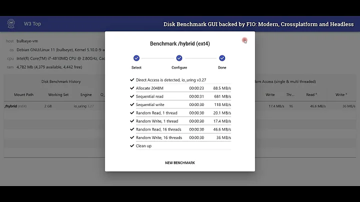 W3Top: Disk Benchmark GUI backed by fio: modern, cross-platform and headless