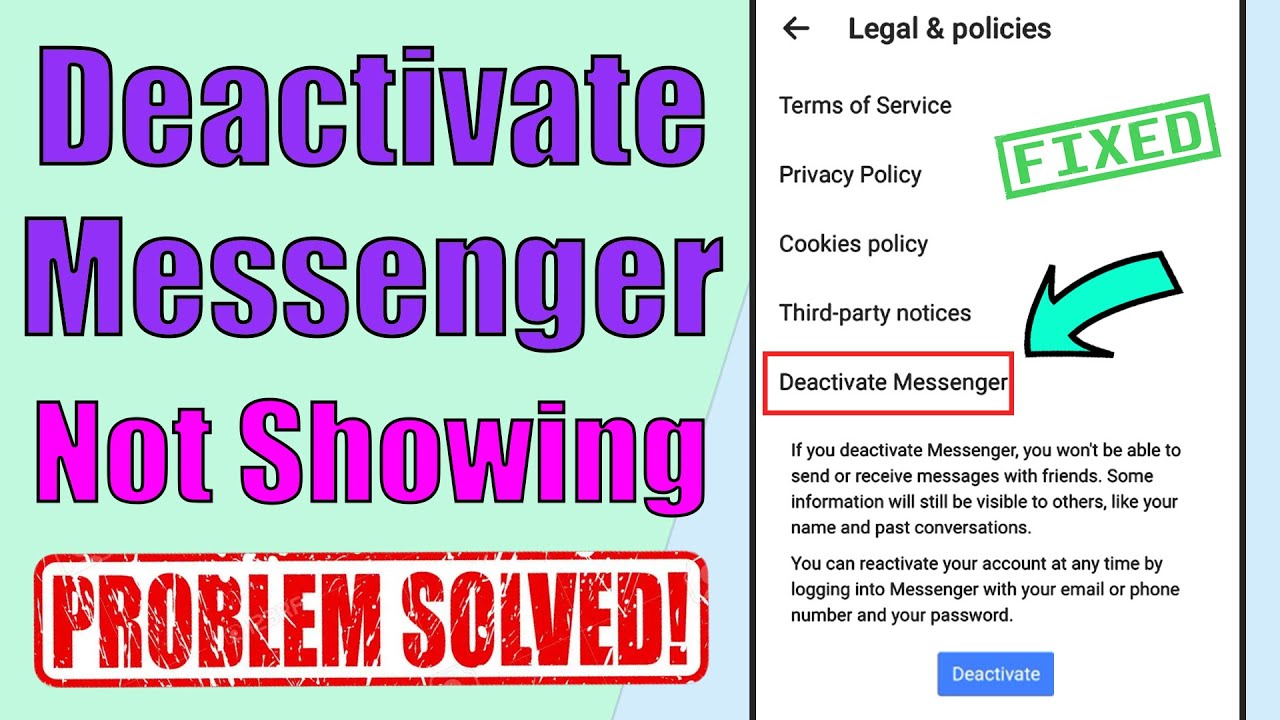 How To Fix Messenger Deactivate Option Not Showing Problem 2023 How To Fix Messenger Deactivate Option Not Showing Problem 2023