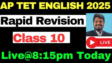 AP TET 2025  ENGLISH LIVE CLASSES🔴LIVE@🔴8.15 PM RAPID REVISION CLASS 10 EXPLANATION BY SANDEEP SIR