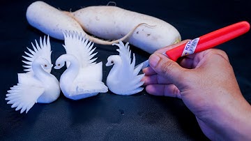 2 Cách Cắt Tỉa Thiên Nga Từ Củ Cải Trắng Đơn Giản | AV Cắt Tỉa Rau Củ Quả