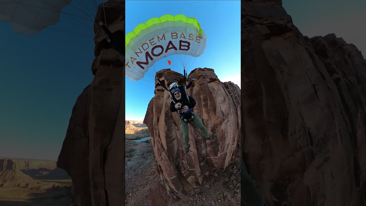 Daughter takes dad Tandem BASE jumping in Moab - Tandem BASE Moab 