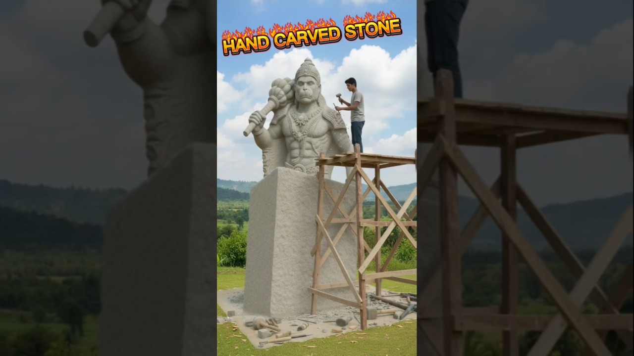 Stone Hanuman Sculpture Carving | Incredible Handcrafted Statue Process 🗿🔥 