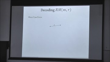 Lecture 9:Efficiently decoding Reed-Muller codes from random errors by Prof. Ramprasad Saptharishi