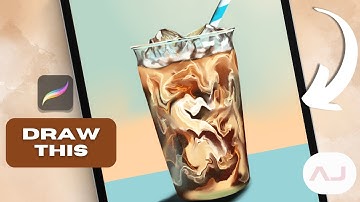 Procreate Drawing for Beginners | Realistic Iced Coffee iPad illustration - Digital Art Tutorial