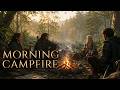 🌅 Morning Campfire Ambience – 1 Hour Fantasy Music for TTRPG and D&D | Dawn in the Whispering Woods