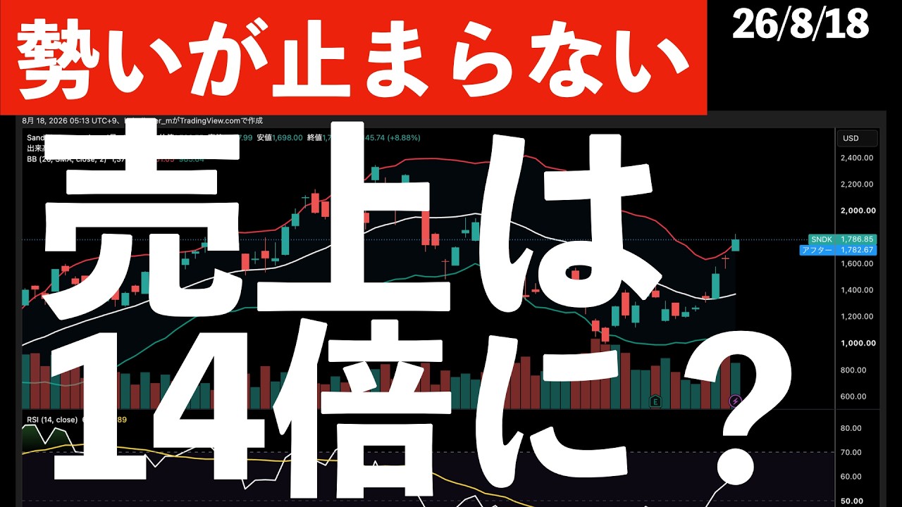 【勢いが止まらない】サンディスクの上昇！アンソロピックの業績！それでも反落！日本株は？　#米国株 #日経平均 #sp500 #soxl #nvda