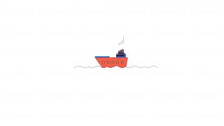 Ship sailing in water line 2D object animation