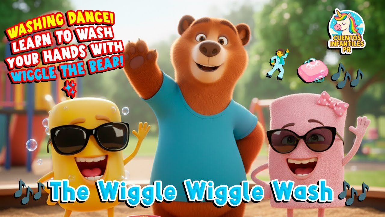 WASHING DANCE! 🕺🧼🎶 LEARN TO WASH YOUR HANDS WITH WIGGLE THE BEAR! ✨
