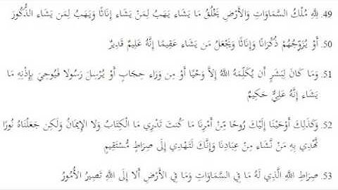 سورة الشورى من الاية (49 الى 53)