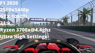 F1 2020 2560x1440p 21:9 GTX 1080Ti Ryzen 3700x@4.4ghz Ultra High Settings Performance Test