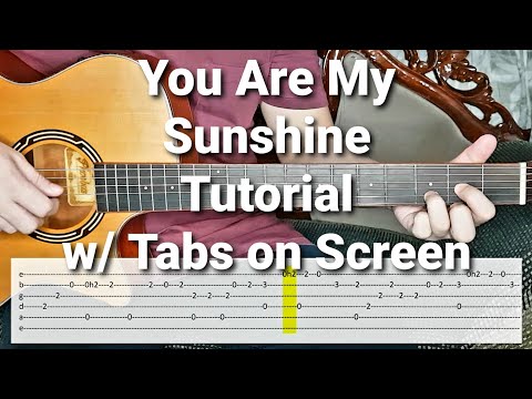 You Are My Sunshine - Johnny Cash Easy Chords and Fingerstyle Guitar Tutorial with Tabs on Screen