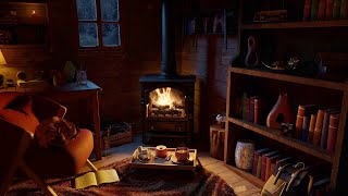 Relaxing Blizzard with Fireplace Crackling. Deep Sleep, Fall Asleep, From Insomnia, Sleep Better