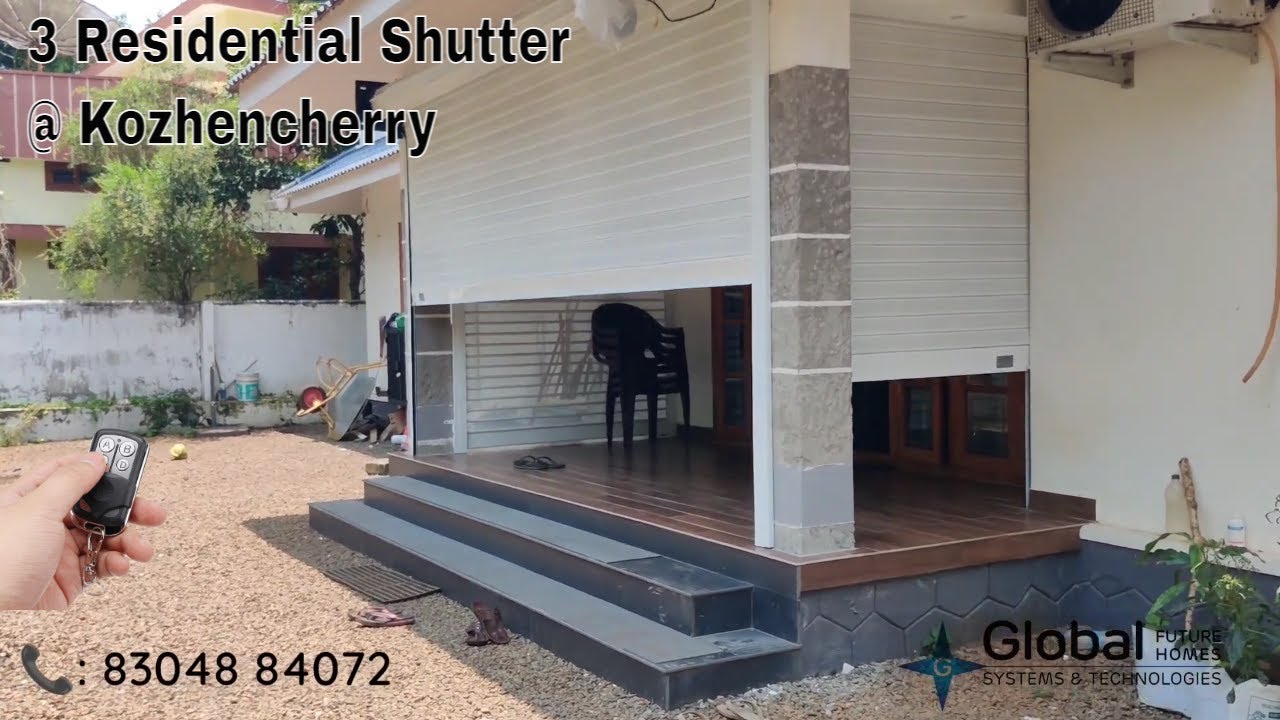 3 Automatic Residential Rolling Shutter installed at Kozhencherry, Pathanamthitta | 📞8304884072