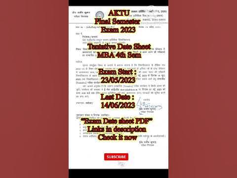 AKTU MBA FINAL SEMESTER EXAM DATE SHEET 2023 #aktu #aktu2023 #aktuexams