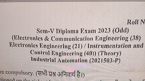 Industrial Automation PYQ 2023(ODD)  MCQ Solution|| 5th Semester|| Electronics Engg|| SBTE BIHAR