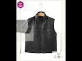 Black Double Flap Pocket Faux Leather Zip Up Stand Neck Vest