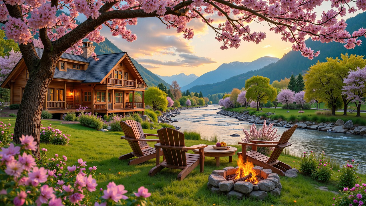 Spring’s Peaceful Retreat with Campfire🌲🔥Soft Piano & Bird Sounds for ...