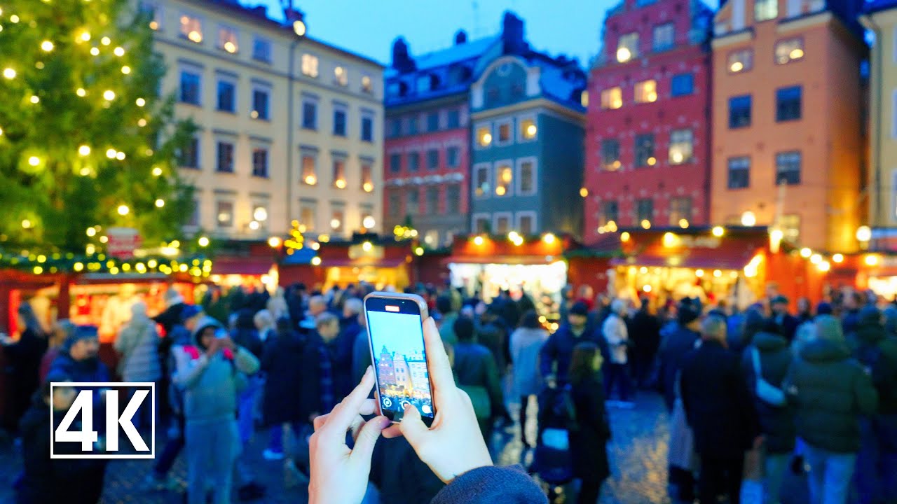 Самая уютная столица? 🇸🇪 Рождественские огни и прогулка по рынку в Стокгольме (4K)