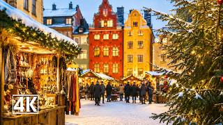 The Coziest Capital? 🇸🇪 Stockholm's Christmas Lights & Market Walk (4K)