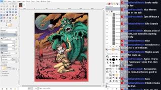 Digital coloring in GIMP | Retro Sci-fi space babe comic cover
