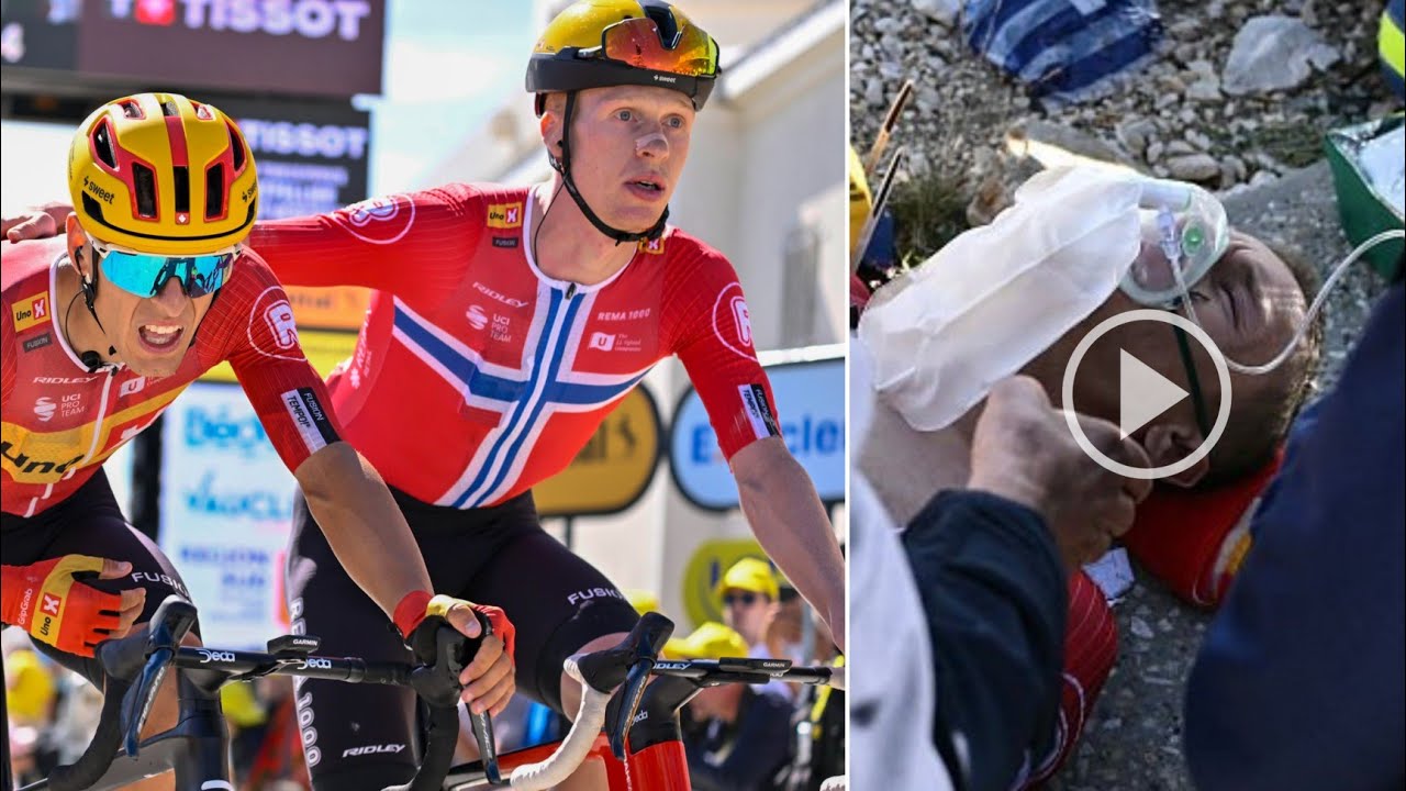 SHOCKING Collapse: Tobias Halland Johannessen Falls on Mont Ventoux! Tour de France 2025 😱
