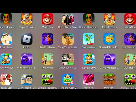 Roblox,Squid Game Family,Grimace Monster,Escape Papa Pizza's,Capuchino Assassino,Stumble Guys.......
