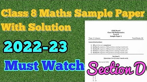 Class 8 Maths Sample paper with solution 2022-23, part -4,Maths important questions for annual exam