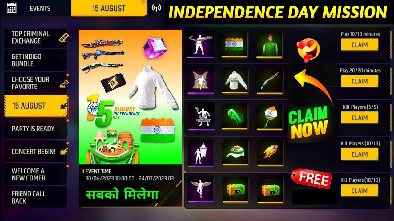 15 August Event free fire🤯🥳| Free Fire New Event | Ff New Event | Ff New Event Today | FF New Update