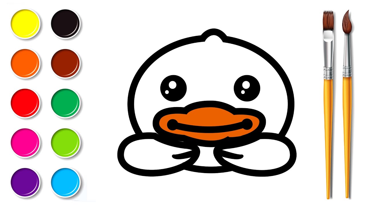 How to Draw A Yellow duck 如何画一只黄色小鸭子 | Learn Colors | 儿童 画画 Dibujo ...