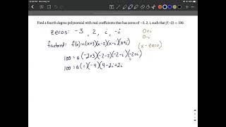 Datos Complex Conjugate Theorem | Find polynomial function given zeros (real/complex) and additional point Actualización