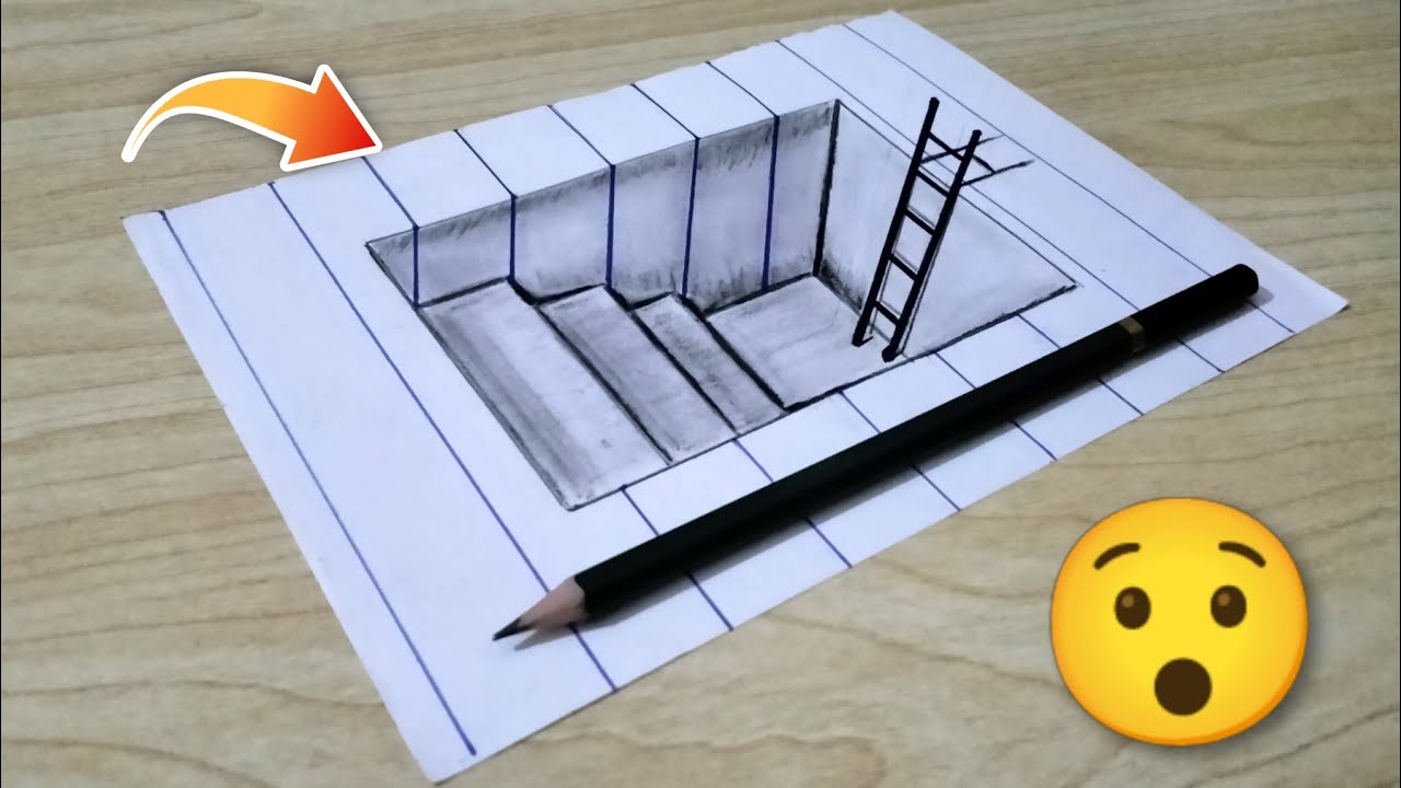 How to Draw a 3D Ladder in a Hole 🪜 | Mind-Bending Optical Illusion #Art
