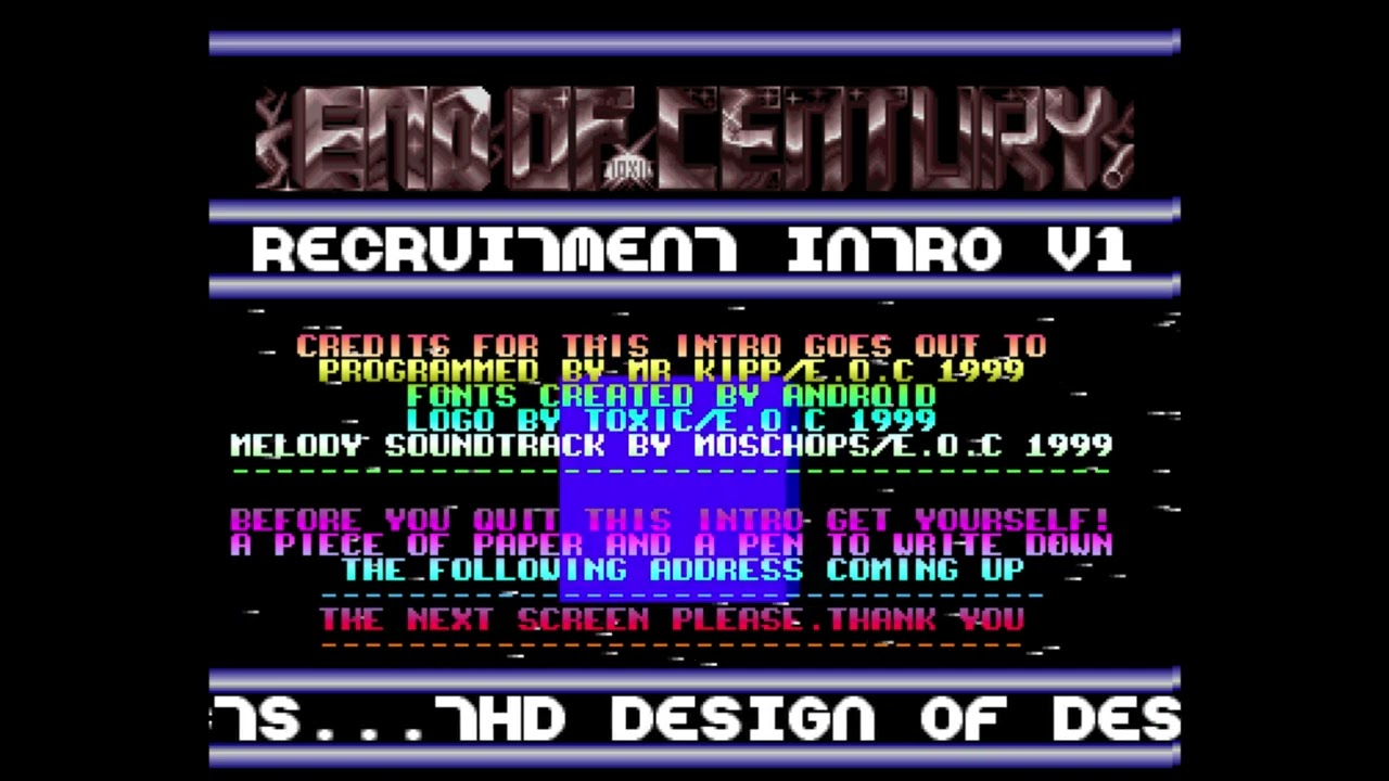 Recruitment Intro V1 by End Of Century 1999 Amiga Intro