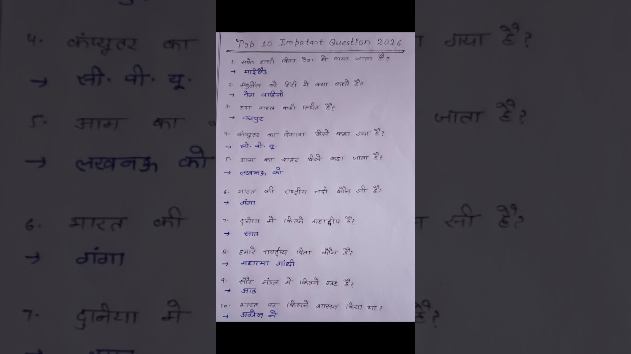 Top 10 GK Question! gk important question answer! Career with Shivisha!