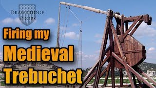 Firing a Replica Medieval Trebuchet - 12 Foot Scale of a French Trebuchet Catapult