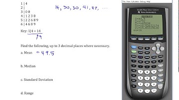 Measures of Variation: Mean, Median, Standard Deviation and Range (sample): Stem and Leaf Plot